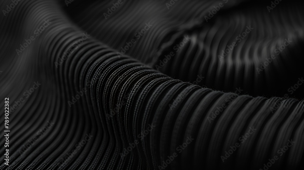 Aufkleber Soft black color ribbed fabric pattern close up as background : Generative AI