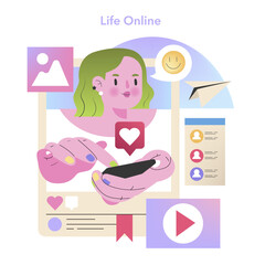 Life Online concept. Vector illustration