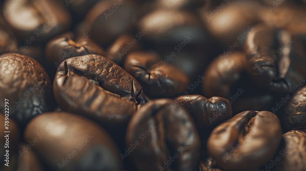 Wall mural roasted coffee beans close up background : generative ai