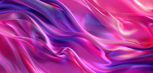 Obraz premium Vibrant abstract psychedelic flowing neon silk with iridescent pink and purple gradients.