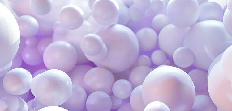 White and pale purple 3D spheres blend to craft a comforting atmosphere.