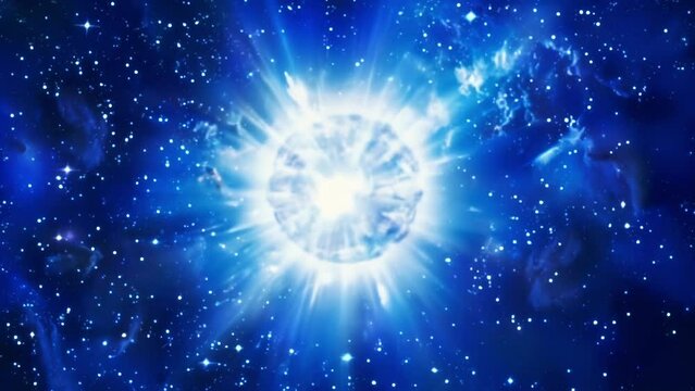 Closeup of a newly formed neutron star the dense and powerful core of the former star shining brightly against the dark backdrop of space. .