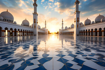 Mosque in Abu Dhabi golden hour - Powered by Adobe