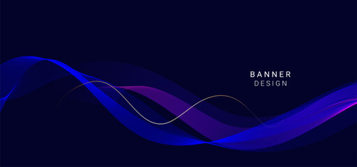 Blue flowing line technology design background vector