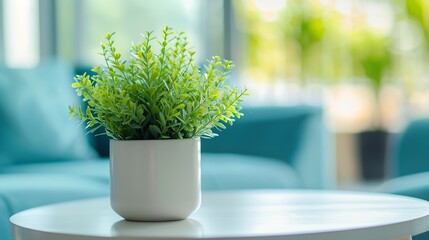 Close up fake plant on coffee table decoration in living room : Generative AI