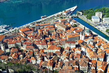 Top view of the Old Town of Kotor (Montenegro)