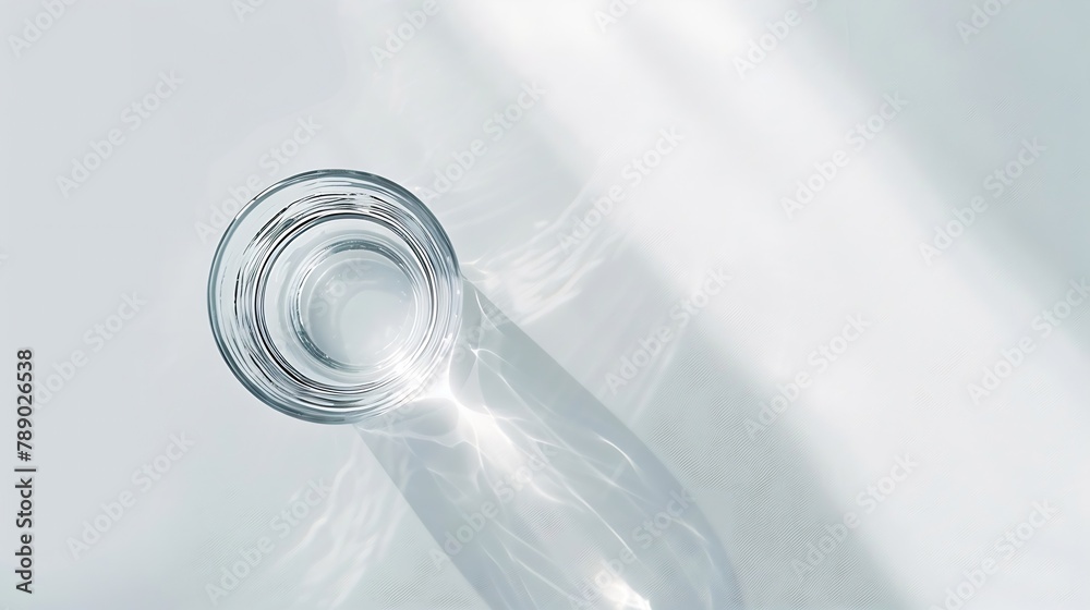Poster glass of water on a white background top view flat lay banner : generative ai
