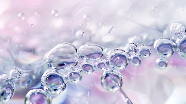 Close up Clear liquid cosmetic product Gel texture with bubbles skin care prodict : Generative AI