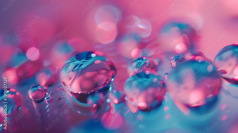 Aufkleber water drops on color background top view : generative ai