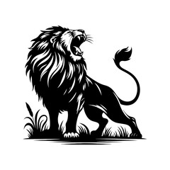 Roaring Majesty: Lion Vector Silhouette- Roaring Lion Illustration- Roaring Lion Vector Stock.