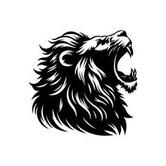 Roaring Majesty: Lion Vector Silhouette- Roaring Lion Illustration- Roaring Lion Vector Stock. © WASEE