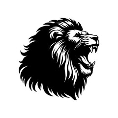 Roaring Majesty: Lion Vector Silhouette- Roaring Lion Illustration- Roaring Lion Vector Stock.