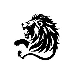 Roaring Majesty: Lion Vector Silhouette- Roaring Lion Illustration- Roaring Lion Vector Stock.