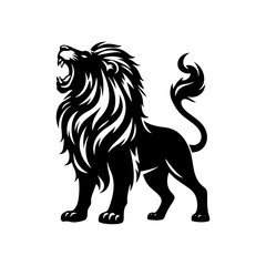Roaring Majesty: Lion Vector Silhouette- Roaring Lion Illustration- Roaring Lion Vector Stock.