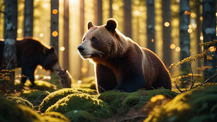 brown bear in the zoo - obrazy, fototapety, plakaty