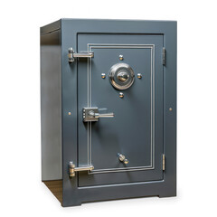 Steel safe with closed door on transparency background PNG
