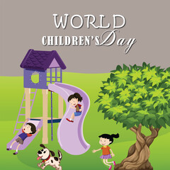 World children's day vector illustration design for social media poster and banner