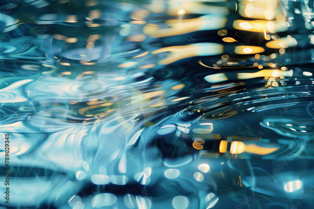 Poster Abstract background with reflections and caustics. Hi-tech. Futuristic background image. Created with Generative AI technology.