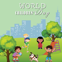 World children's day vector illustration design for social media poster and banner
