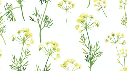 Seamless pattern with dill flowers or inflorescences - obrazy, fototapety, plakaty