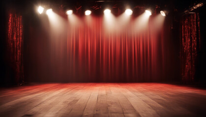 stage light background theatre spotlight entertainment show spot performance concert event scene opera auditorium drama club empty smoke decoration contrasting complementary colours night - obrazy, fototapety, plakaty