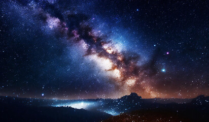 Fototapeta premium Milky Way galaxy in the sky, night scenery, night sky background
