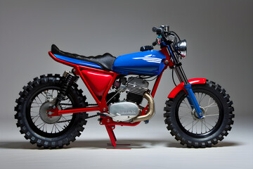 The Vibrant Red and Blue PW50 Off-Road Motorcycle Enhanced for Young Adventurers