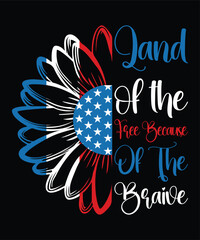 Land Of The Free Because Of The Braive  Happy 4th Of July shirt print template typography design for art