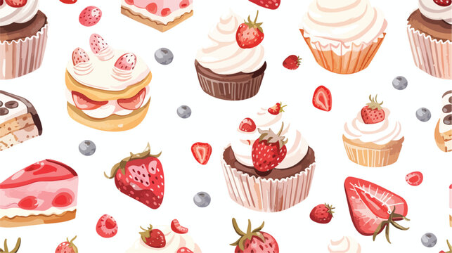 Seamless pattern with sweet sugar desserts pieces of