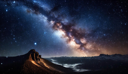 Milky Way galaxy in the sky, night scenery, night sky background