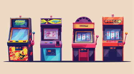 Set of Four arcade video games coinops and casino ga - obrazy, fototapety, plakaty