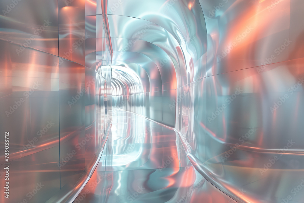 Poster Abstract background with reflections and caustics. Hi-tech. Futuristic background image. Created with Generative AI technology.