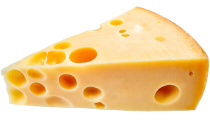 piece of cheese isolated on transparent background cutout