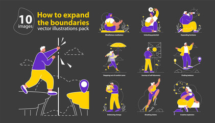 Boundary expansion set Vector illustration
