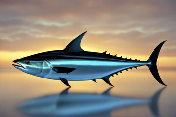 Fototapeta premium black fin tuna logotype sea marin big nature blue fishing ocean fish food water yellow isolated fresh animal art salt trophy colours