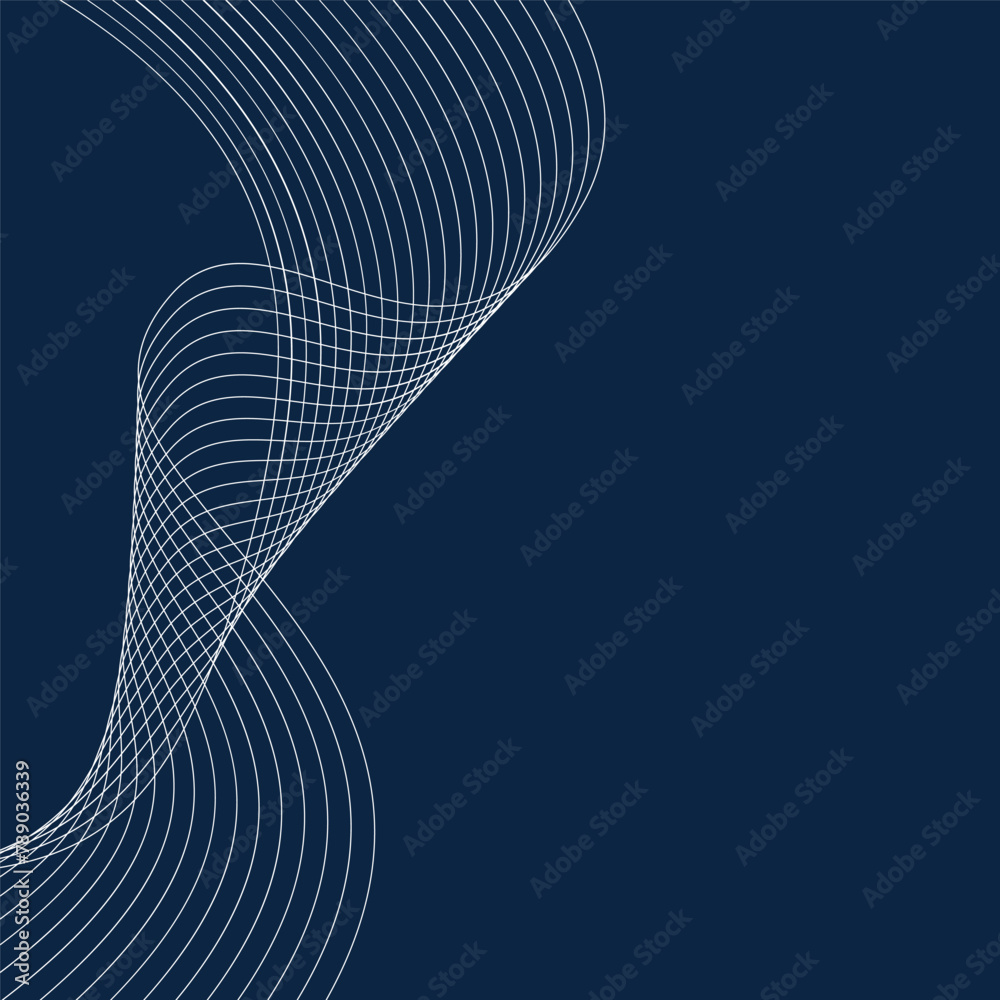 Wall mural abstract background with waves. blue vector background with white wavy lines. soundwave background. 