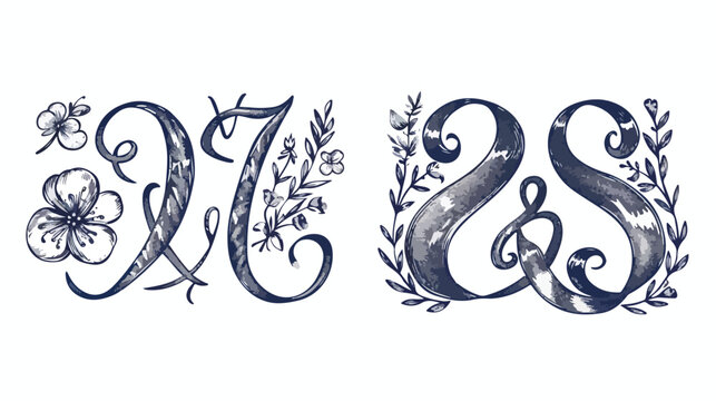 Fototapeta Set of Four elegant wedding lettering or inscriptions