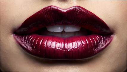macro female lips with burgundy shine  matte lipstick lipstick, lips, makeup, beauty, cosmetics,...