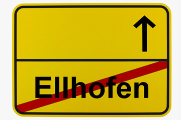 Illustration eines Ortsausgangsschildes von Ellhofen in Baden-Württemberg	 - obrazy, fototapety, plakaty