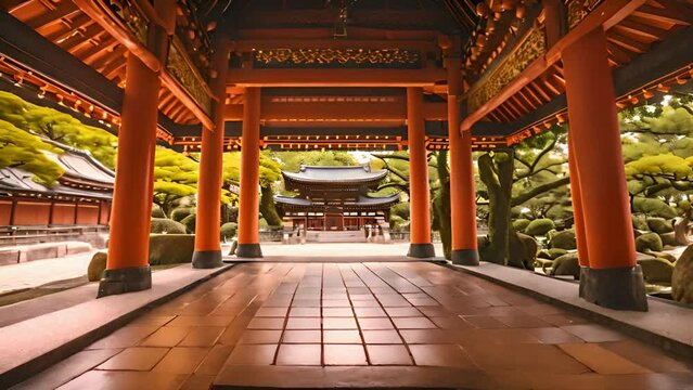 Scenic View of Sumiyoshi Taisha, the Grand Shrine in Osaka, Japan