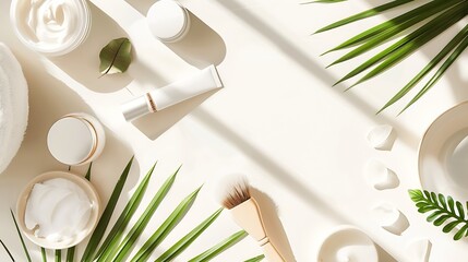 Cosmetic SPA mock up template for branding identity design View from above Flat lay : Generative AI