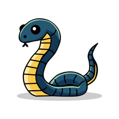 vector illustration of a cobra snake in a cartoon, minimalist and flat style isolated in a white background