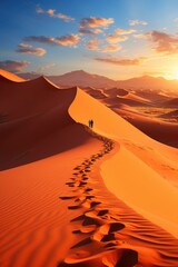 footprints in the desert dunes. generative ai