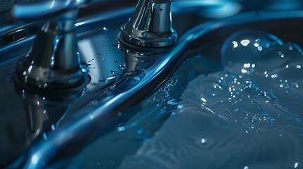 Close up shot of nice tub faucet : Generative AI - obrazy, fototapety, plakaty