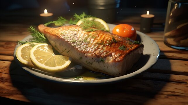 Fish Steak: 8K Realistic Lighting, Unreal Engine