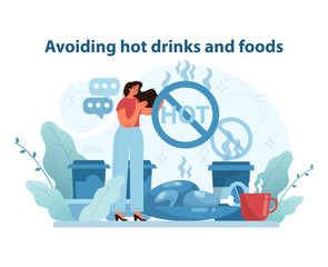 Temperature Caution in Diet. A detailed illustration showcasing the importance of avoiding hot drinks.