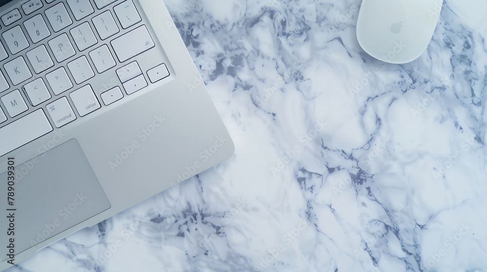 Poster Marble background workspace Flat lay top view office table : Generative AI