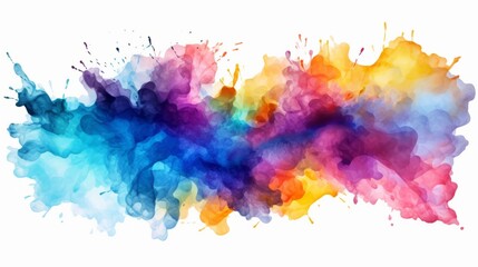 Abstract colorful multicolored colors painting illustration - watercolor splashes or stain, isolated on transparent background - obrazy, fototapety, plakaty