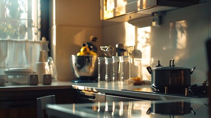 Modern kitchen interior close up : Generative AI