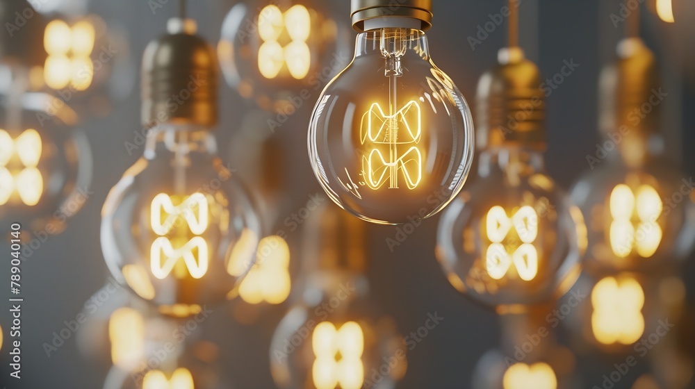 Poster clarifying complex ideas through the glow of lightbulbs flat lay : generative ai